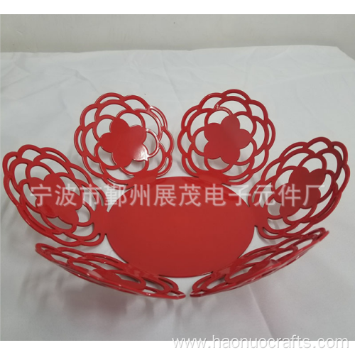 Window cut iron work fruit basket with mesh